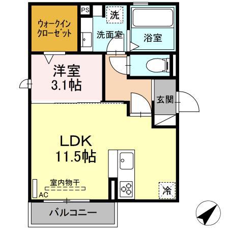 エスペランサ千種(1LDK/1階)の間取り写真