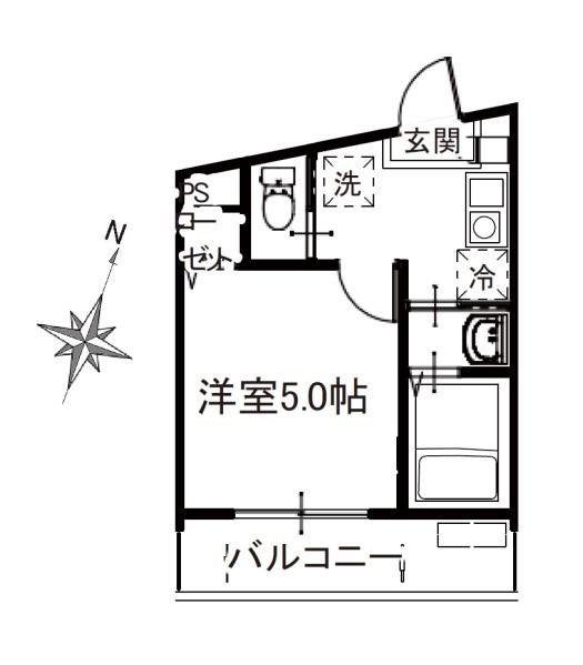 MELDIA桜区田島3丁目NO.2(1K/1階)の間取り写真