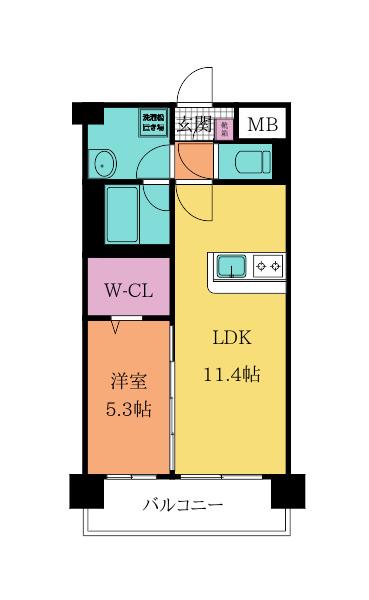 ネクステージ三萩野(1LDK/6階)の間取り写真
