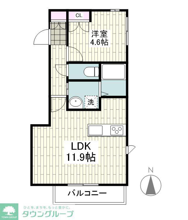 リベルテ鎌倉(1LDK/2階)の間取り写真