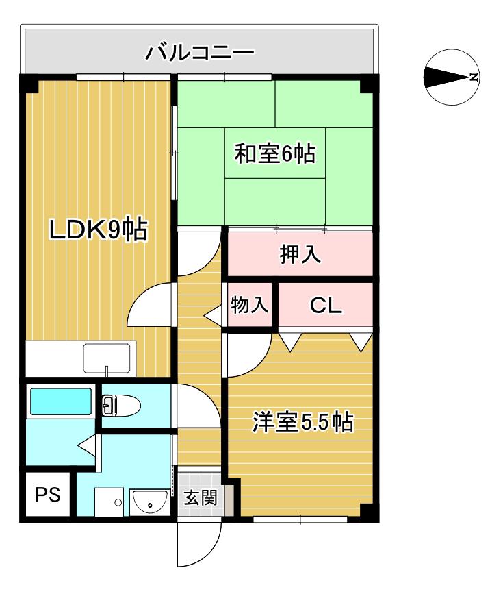 信栄ハウス柏木(2LDK/2階)の間取り写真