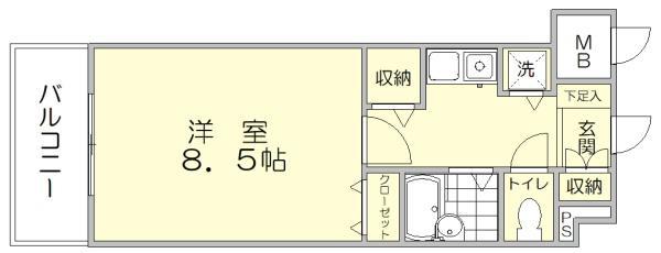 ISマンション(1K/5階)の間取り写真