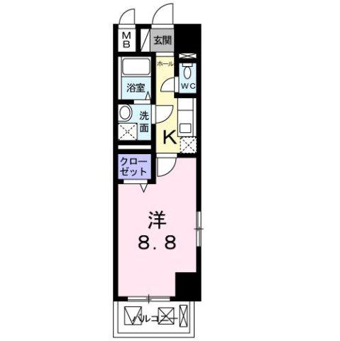 プレシオール小幡(1K/4階)の間取り写真