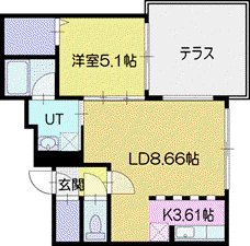 BRESCIA(1LDK/1階)の間取り写真
