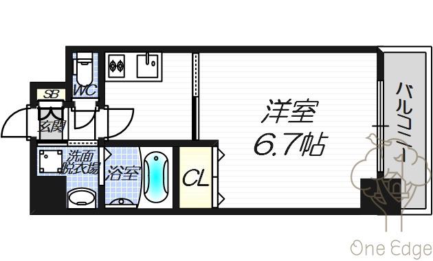S-FORT福島LALUNA(1K/4階)の間取り写真