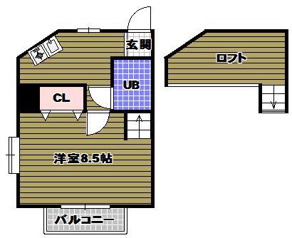 ヨーロピアンくみの木(1K/2階)の間取り写真