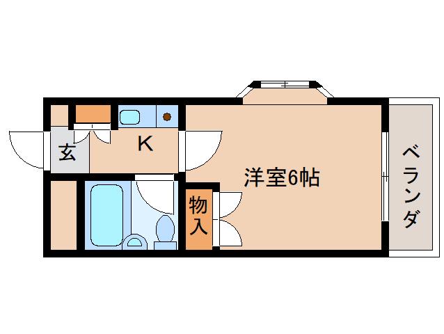 シティパレス21西大寺P-V(1K/2階)の間取り写真