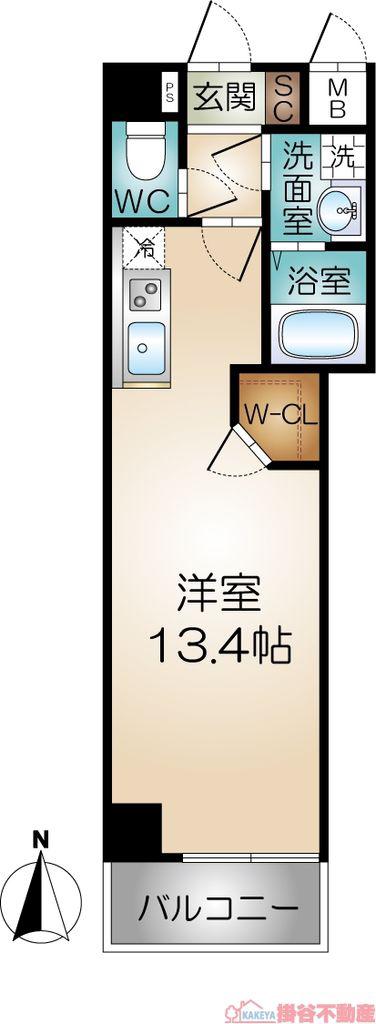 アルカディア茨木末広町(ワンルーム/4階)の間取り写真