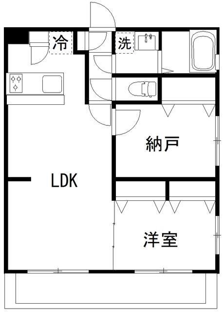 カルディア中央(1SLDK/2階)の間取り写真