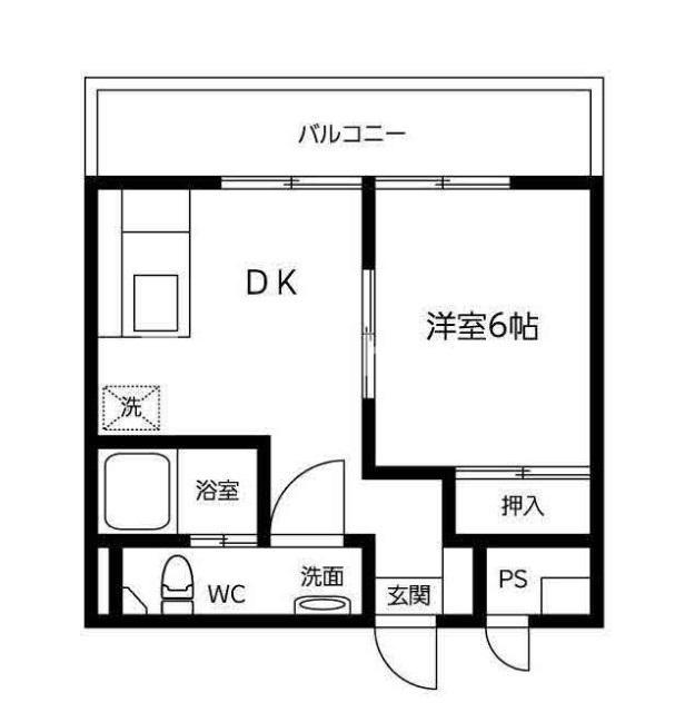 ヘレンハウゼ(1DK/4階)の間取り写真