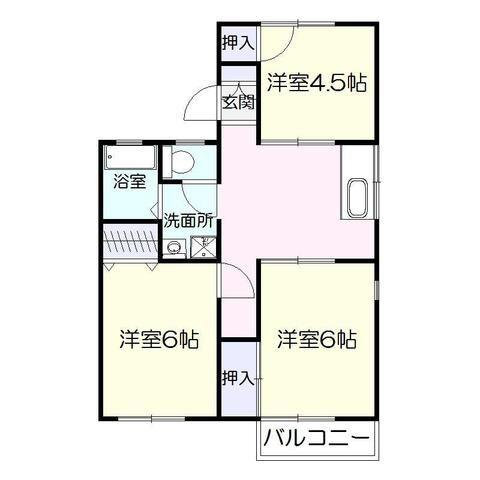 大迫ハイツ(3DK/2階)の間取り写真