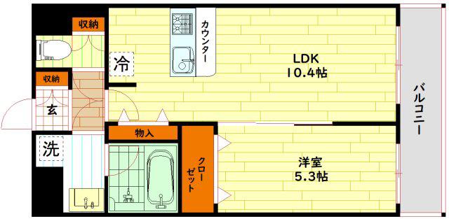 SK RESIDENCES 城北(1LDK/1階)の間取り写真