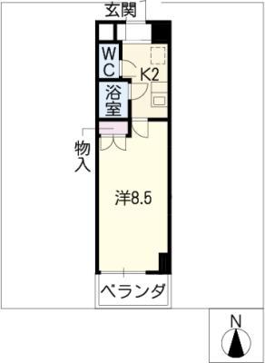 キャッスル一社(1K/2階)の間取り写真