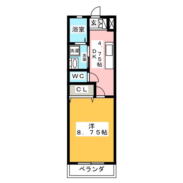 リベルテ上大之郷(1K/2階)の間取り写真
