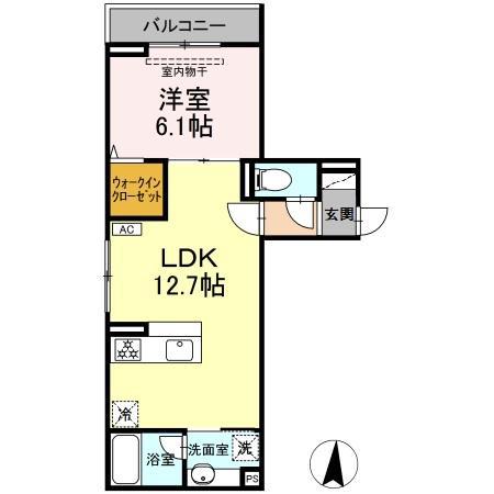 D PAINA 登戸III(1LDK/3階)の間取り写真