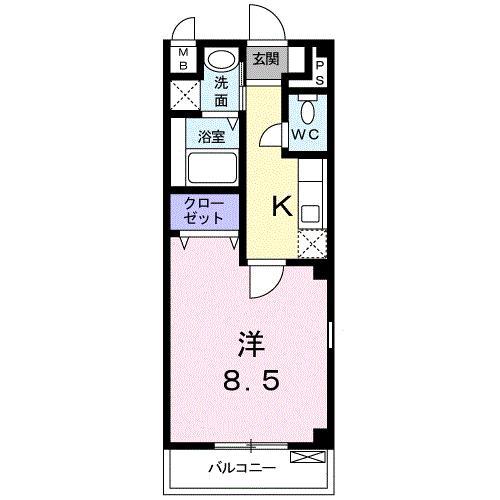 ガーラ鳴尾(1K/2階)の間取り写真