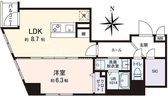 VISTA豊島(1LDK/10階)の間取り写真