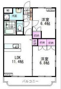 エスペランス(2LDK/2階)の間取り写真