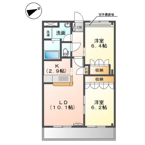 ラフレシア(2LDK/2階)の間取り写真