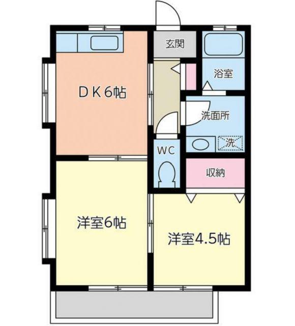 メープルガーデンハイツI C棟(2DK/2階)の間取り写真