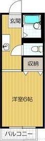 シティーハイツ天神(1K/2階)の間取り写真