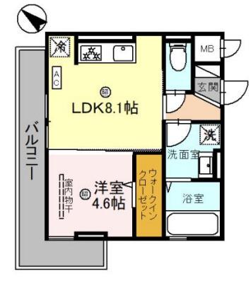 サニーグリーン(1LDK/3階)の間取り写真