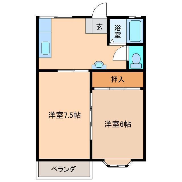 シティハイツ(2DK/2階)の間取り写真