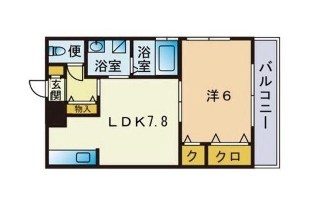 レジディア博多2(1LDK/9階)の間取り写真