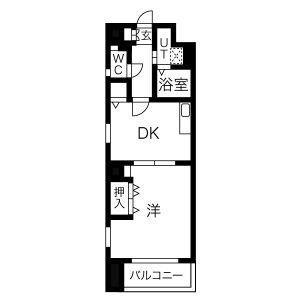 レジデンスカープ今池(1DK/6階)の間取り写真