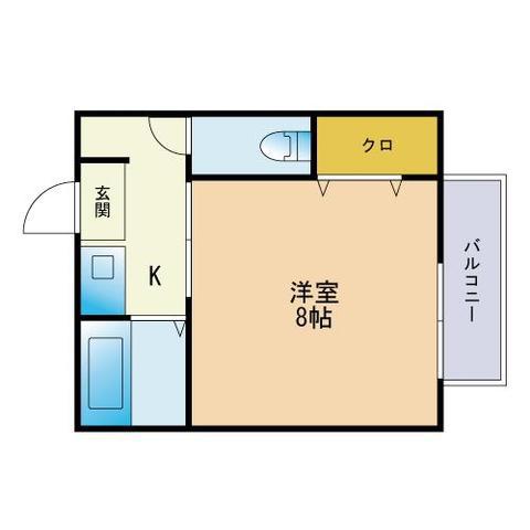 COCOハイツ樋井川(1K/2階)の間取り写真