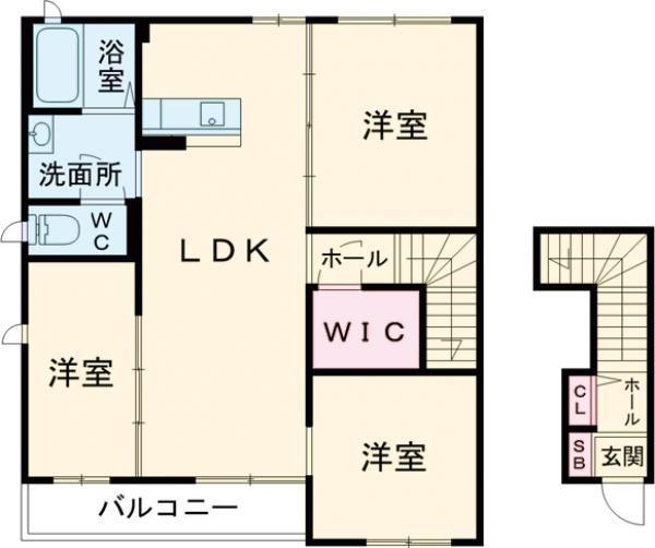 ウェルシーI(3LDK/2階)の間取り写真