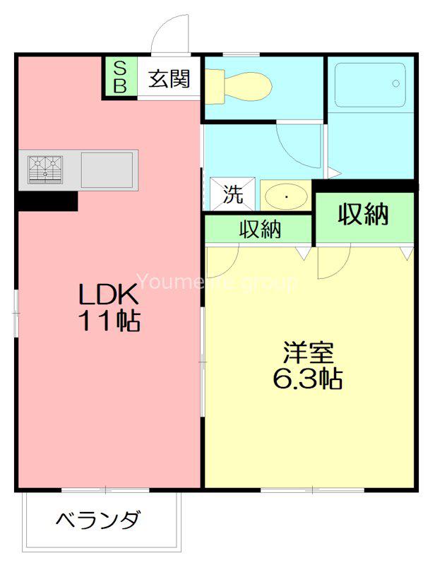 マノワール(1LDK/2階)の間取り写真