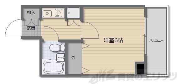 ゴックス南森町(1K/8階)の間取り写真