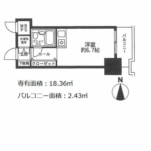 パレドール文京メトロプラザ I(ワンルーム/8階)の間取り写真