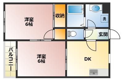 ヴィレッジ白山(2DK/1階)の間取り写真