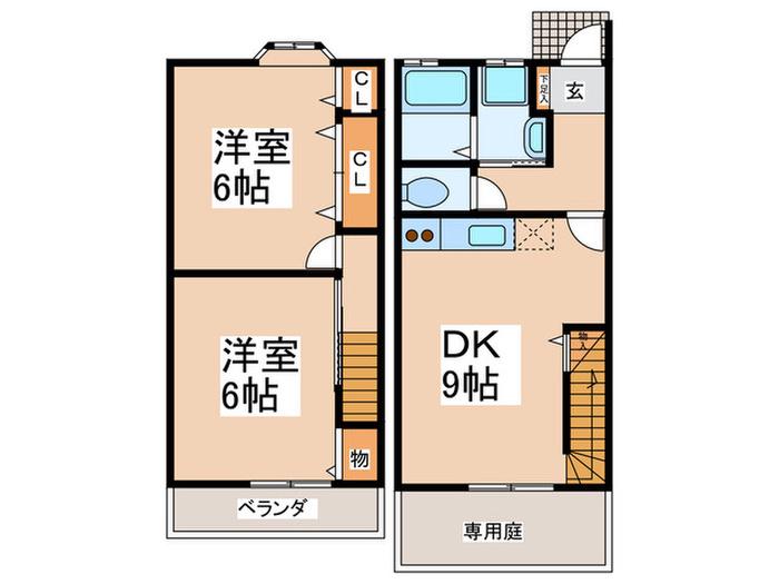 ERINA(2DK/1階)の間取り写真