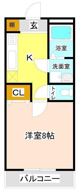 スカイコート門井(1K/1階)の間取り写真
