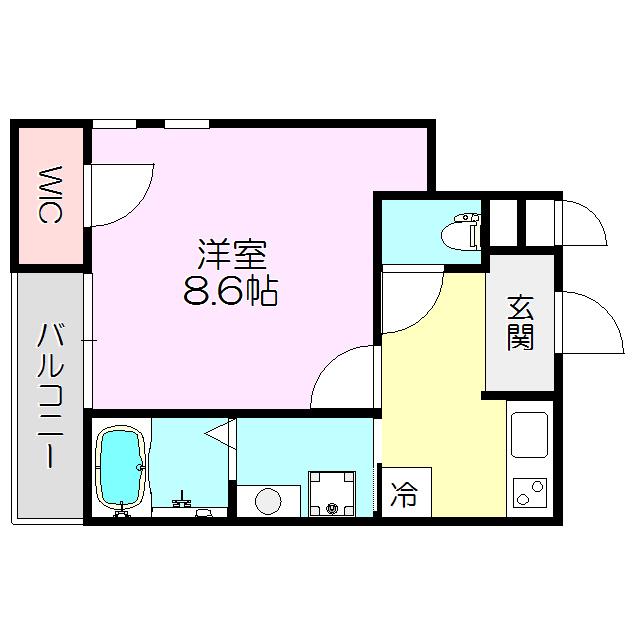ラフィーネ豊里(1K/2階)の間取り写真