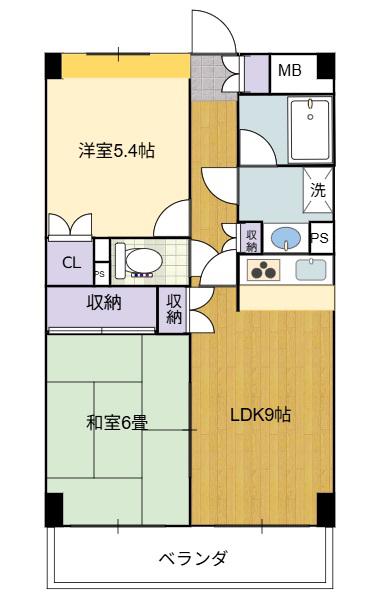 フレール仙台泉中央(2LDK/6階)の間取り写真