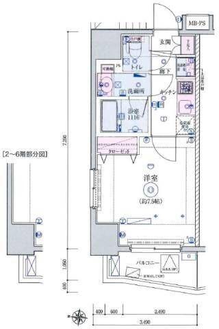 リヴシティ田町(1K/5階)の間取り写真
