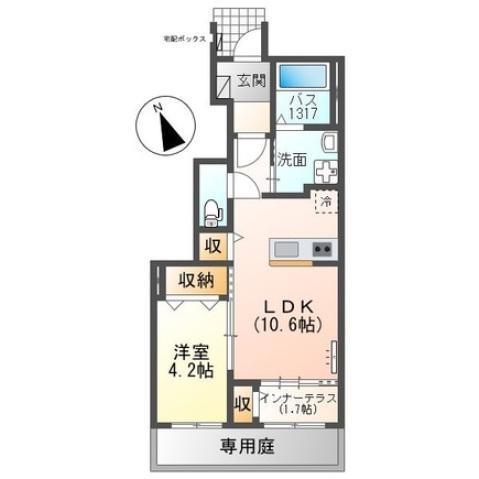 ファインビューヒルズIII(1LDK/1階)の間取り写真