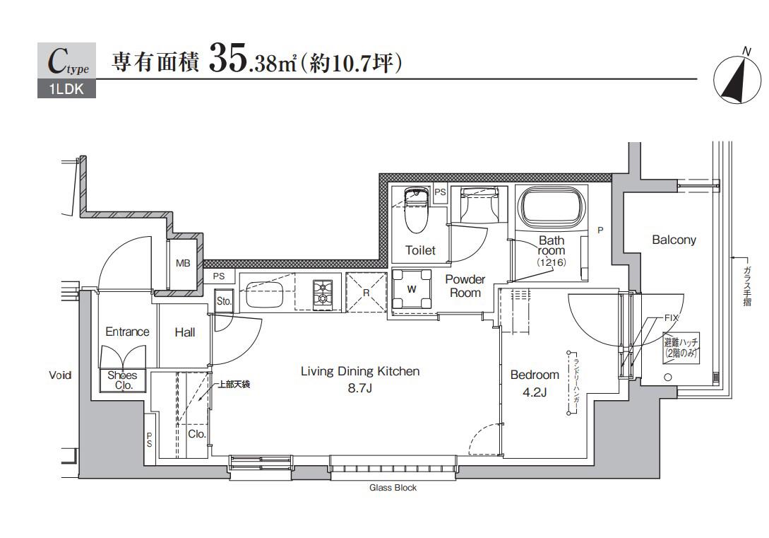 マークス横浜戸部(1LDK/8階)の間取り写真