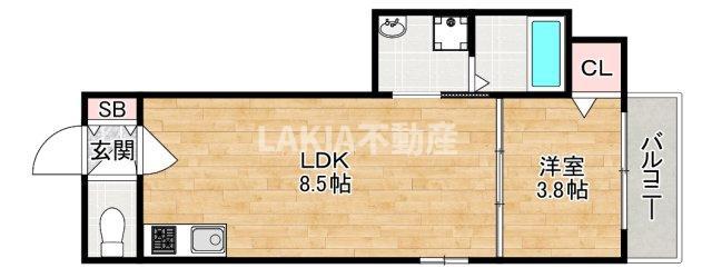 アパート鶏冠木(1LDK/1階)の間取り写真