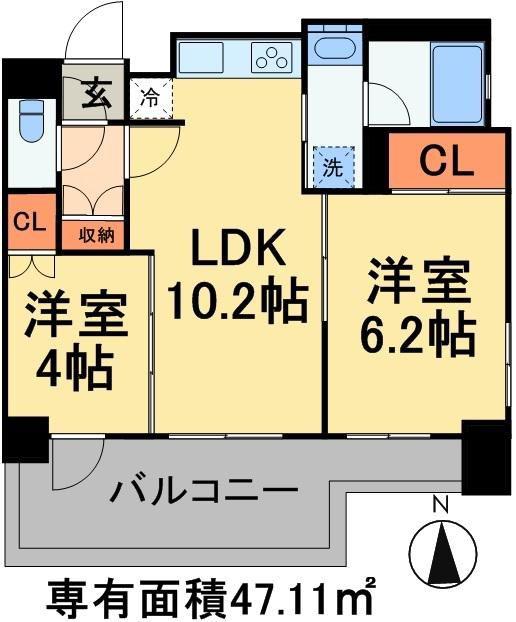 パークアクシス仲御徒町(2LDK/9階)の間取り写真