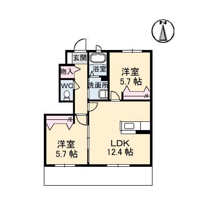 シエロ セレーノ(2LDK/1階)の間取り写真
