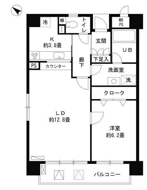 アステリオン松濤(1LDK/2階)の間取り写真