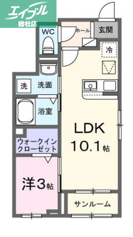 ルーチェ ヴェルデ(1LDK/1階)の間取り写真