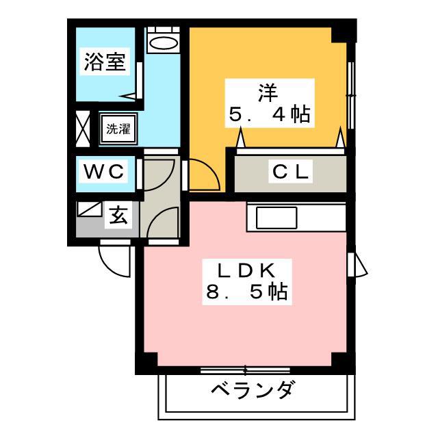 ブランシール川井(1LDK/2階)の間取り写真