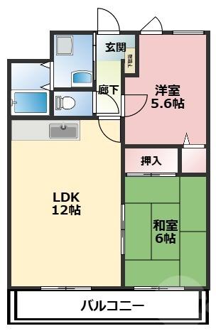 ヤノマンション(2LDK/1階)の間取り写真