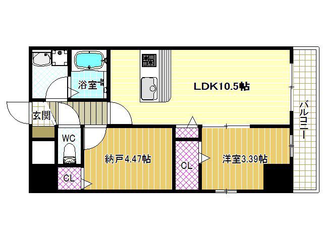 FREEDOM RESIDENCE 松原上田II(1SLDK/7階)の間取り写真